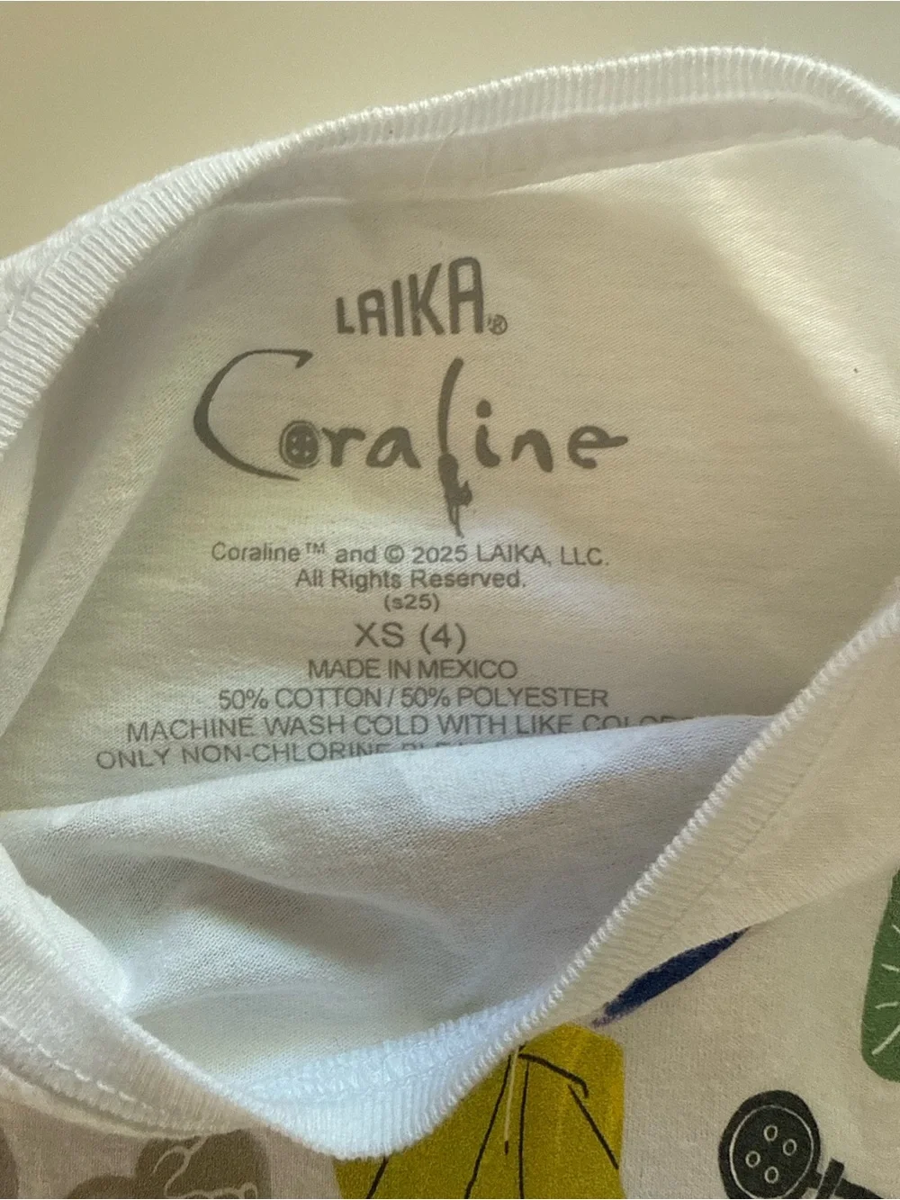 Coraline Graphic White Kids Tee with Yellow Details